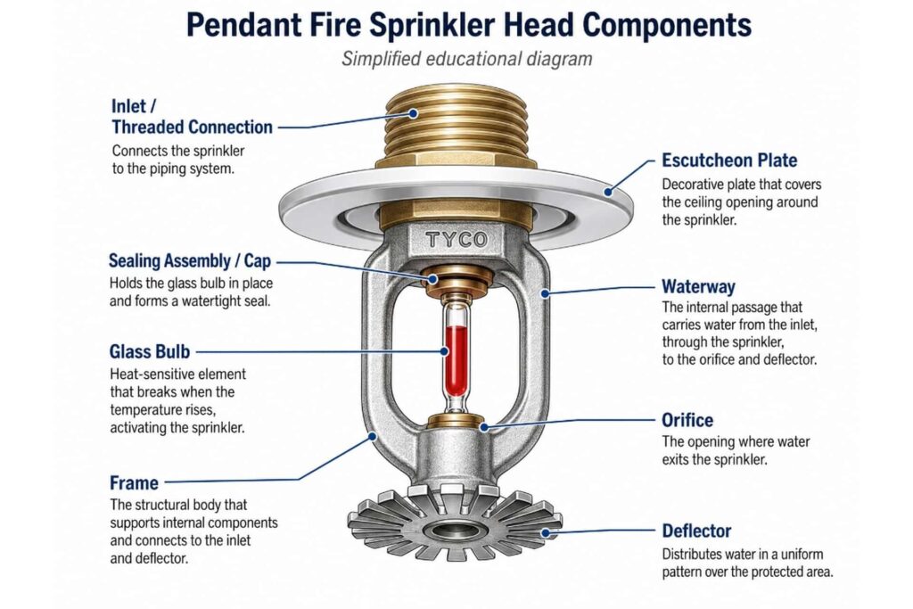 pendant fire sprinkler head components