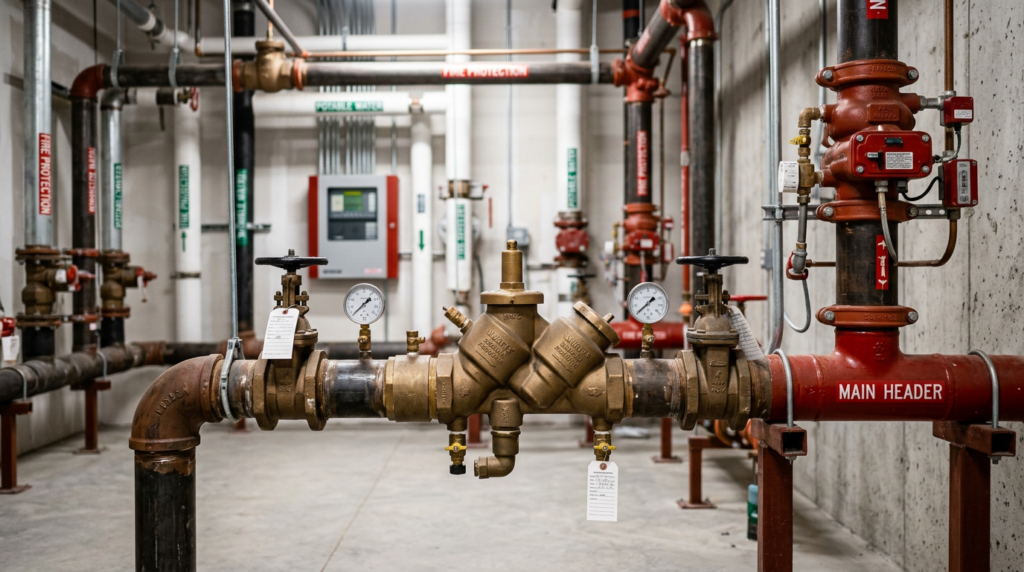 #1 Backflow Preventer Service in Las Vegas 9 Backflow Preventer Service - backflow preventer integrated with fire sprinkler riser piping