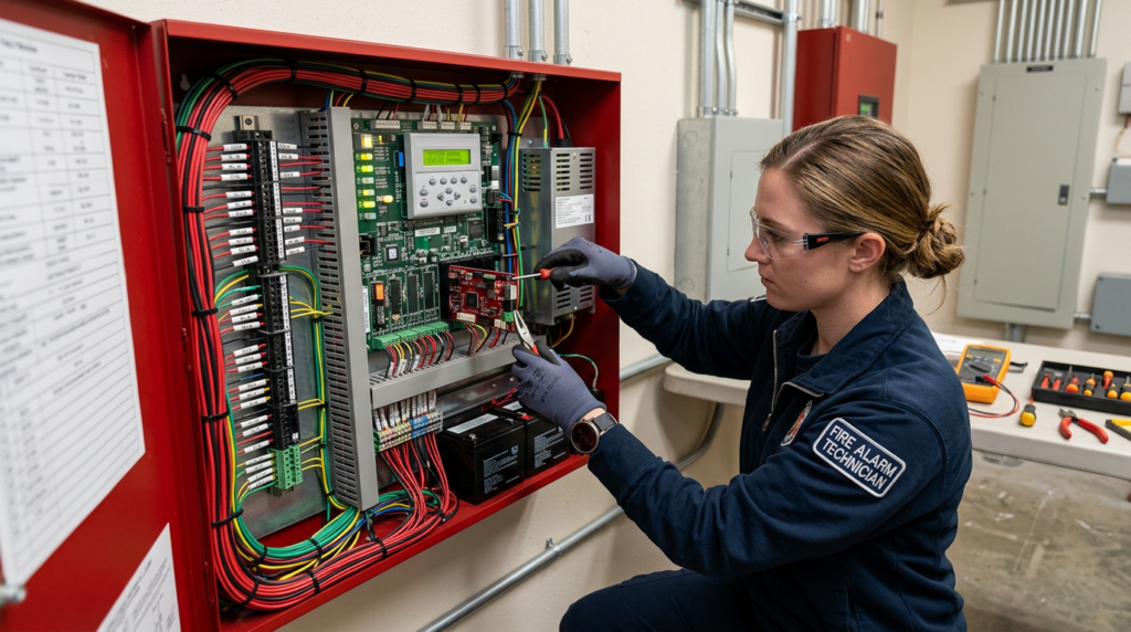 maintenance or repair work inside a fire alarm control panel