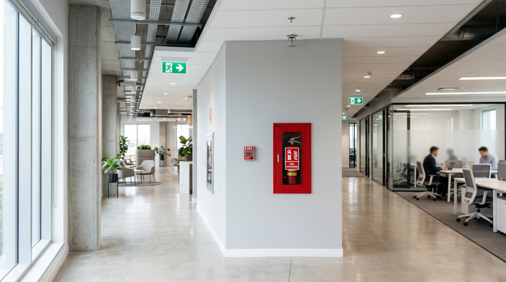 fire protection repair service in clean well-maintained commercial facility interior