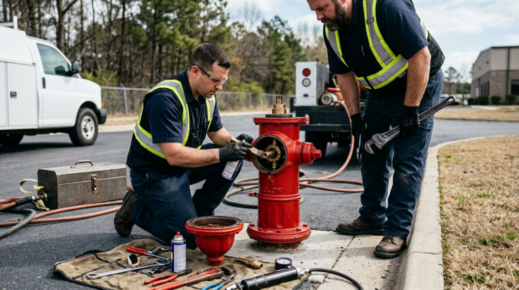 #1 Private Fire Hydrant Service in Las Vegas 12 maintenance or repair work being performed on a private hydrant