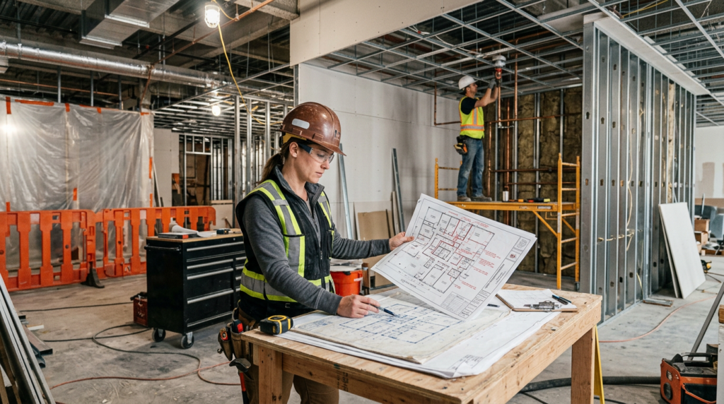 #1 Tenant Improvement Fire Protection Service Las Vegas 6 Tenant improvement fire protection layout changes in a commercial renovation requiring sprinkler relocation